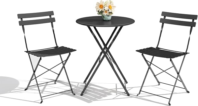 3-Piece Folding Bistro Set, Outdoor Patio Furniture Set by GarveeTech