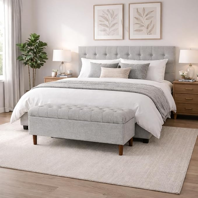 Homepop Home Decor | Tufted Ainsley Button Storage Ottoman Bench - Image 2