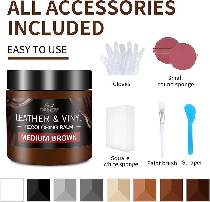 Leather Recoloring Balm and Scratch Repair Kit, Medium Brown Leather Restorer - Image 6