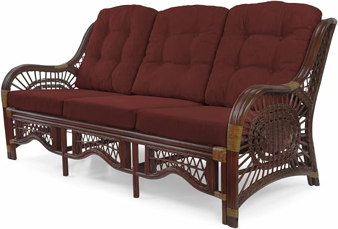 Malibu Lounge Set of 4: 2 Natural Rattan Wicker Chairs, Three-Seater Sofa - Image 11