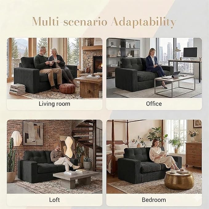 69" Corduroy Loveseat Sofa in a Box, High-Density Foam Couch, No Assembly - Image 4