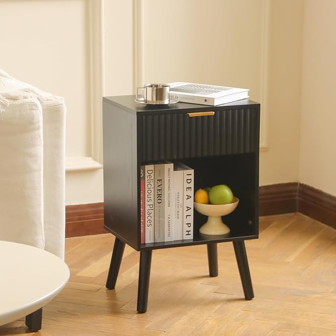Fultyle Fluted Black Nightstand - Image 2
