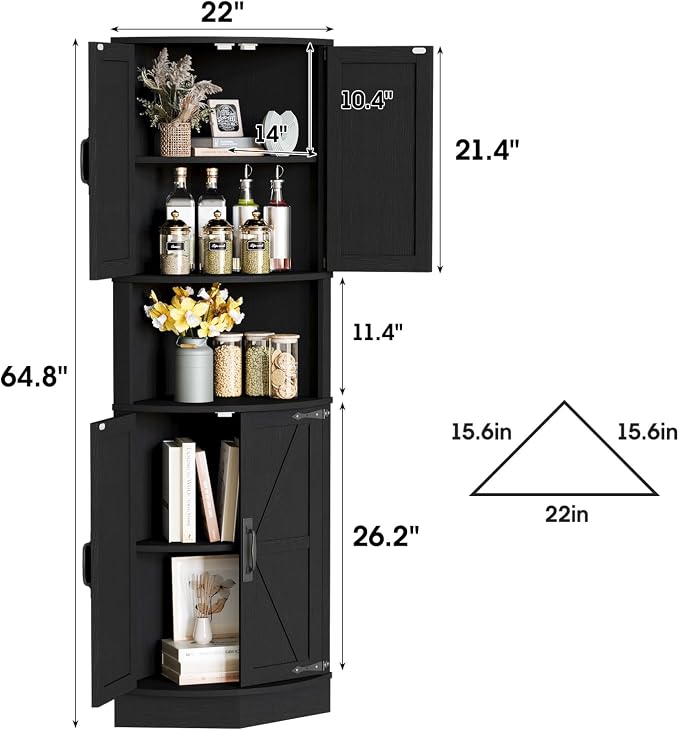 Vabches 64.8" Tall Farmhouse Corner Cabinet - Image 2
