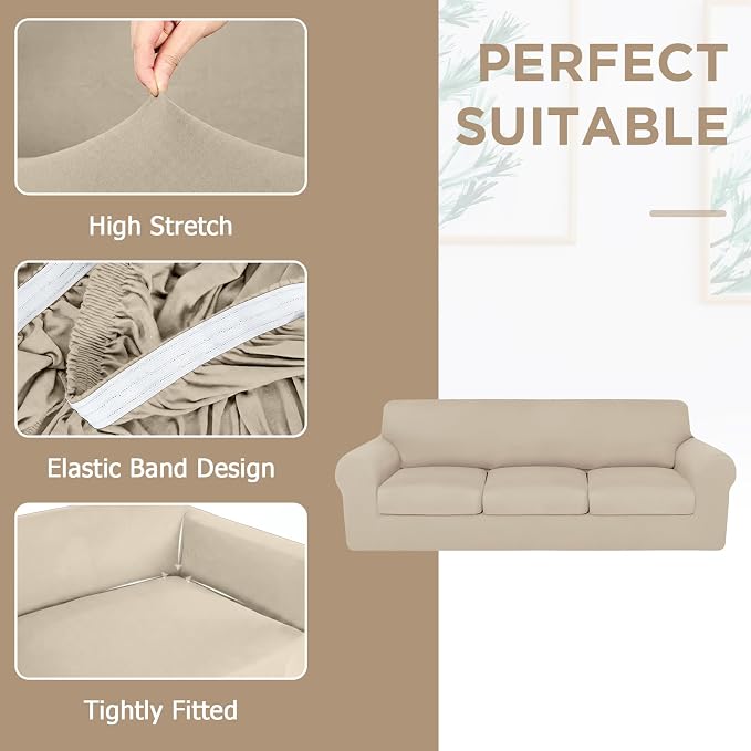 HunnmingRe Sofa Covers for 3 Cushion Couch Stretch Sofa and Loveseat Covers Set - Image 3