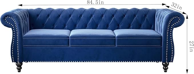 Chesterfield 3 Seater Sofa, Modern Velvet Tufted Couch 3 Seater - Image 2