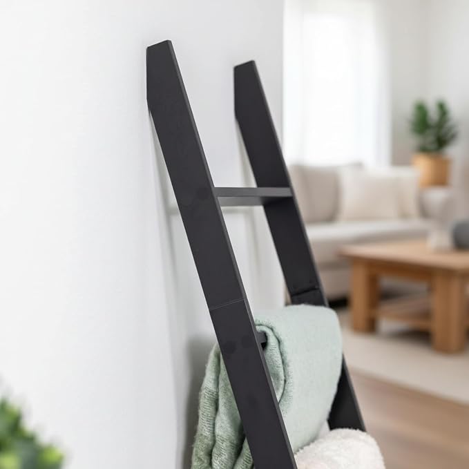 Blanket Ladder for The Living Room and Bedroom, 5ft 8 inch, 6-Tier Wall Leaning - Image 4