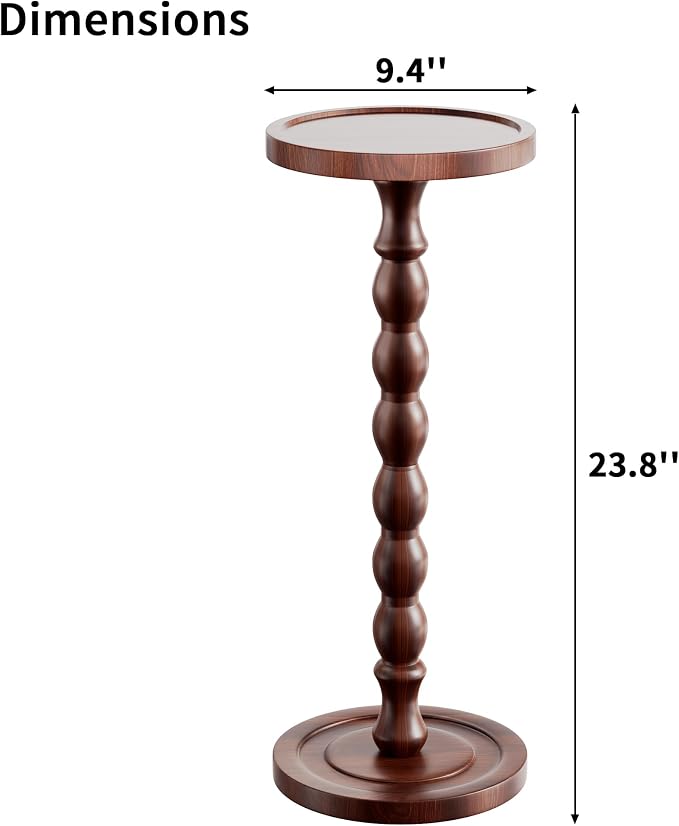 Solid Wood Drink Table, Rubber Wood‌ Small Round Side Table - Image 3
