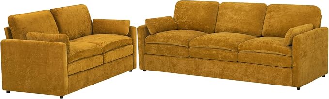 Comfy Chenille Sofa Set with Well-Filled Pillows, Modern 3 Seater and Loveseat - Image 8