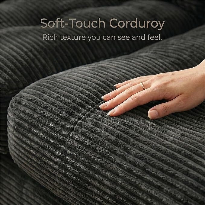 69" Corduroy Loveseat Sofa in a Box, High-Density Foam Couch, No Assembly - Image 8