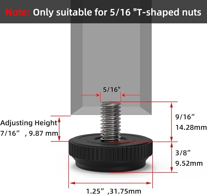 ONEHOME 8 Pack 5/16-18 Stainless Steel Adjustable Threaded Furniture Leg - Image 4