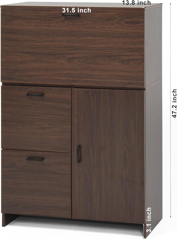 Foldable Desk Cabinet with Storage Drawers & Shelves - Image 2