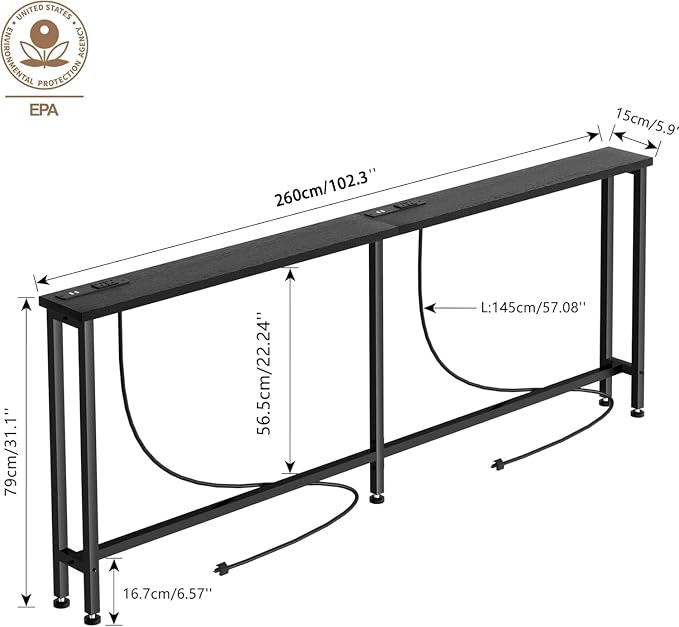 Keelian 102" Narrow Console Sofa Table - Image 3