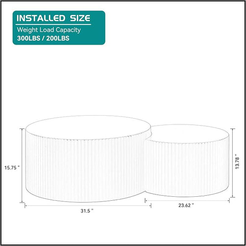 55.12'' Black Round Nesting Coffee Table Set of 2, Modern Side End Table - Image 2