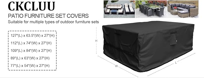 Patio Furniture Set Cover Waterproof Rectangular Heavy Duty 600D Outdoor - Image 7