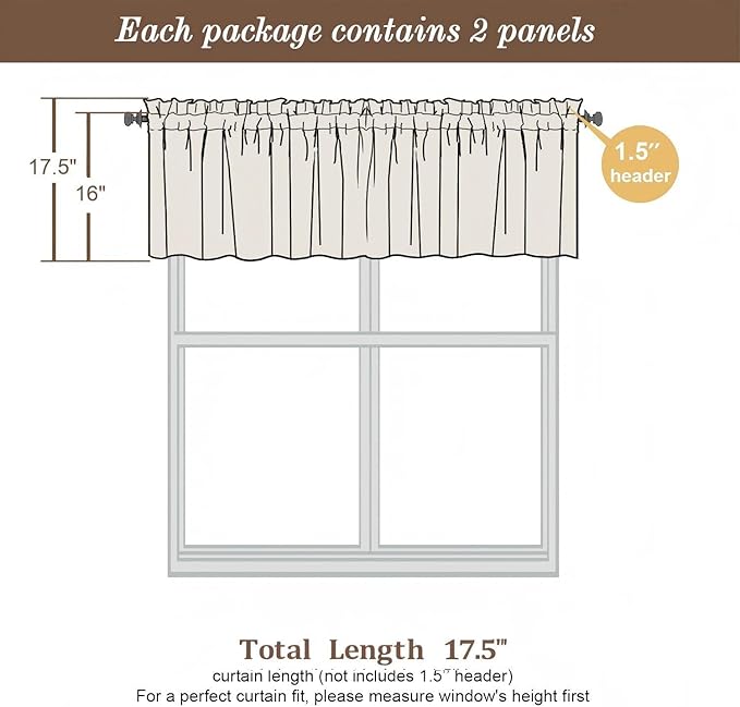 Chyhomenyc Blackout Valances for Windows, Short Window Valance Curtains for - Image 3