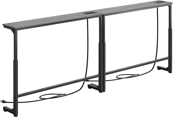 Kitstorack 2-Pack Dark Gray Long Sofa Table Behind Couch, Adjustable Height & 2 by Kitstorack
