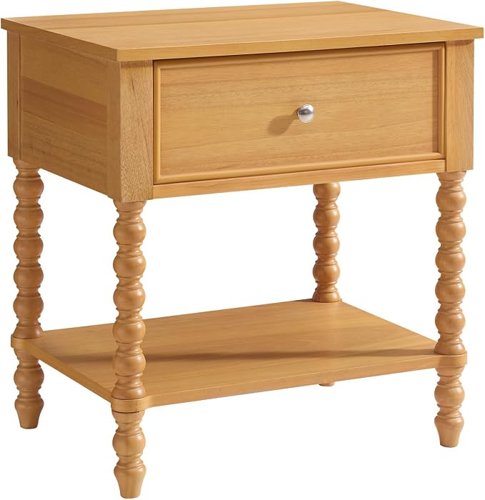 AMERLIFE 24" Wood Nightstand, Vintage Bedside Table - Image 9