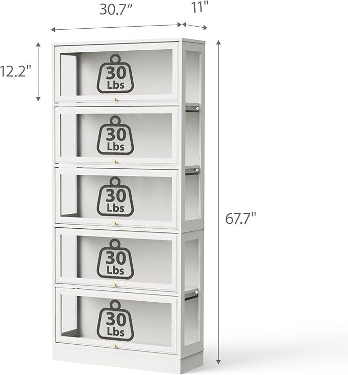 Display Cabinet with Acrylic Glass Doors, 5-Tiers Curio Cabinet with LED - Image 2
