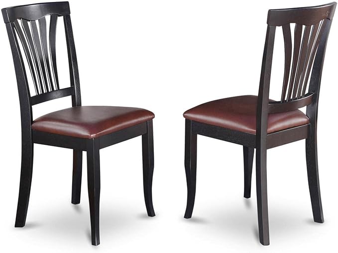 East West Furniture Avon 36" Faux Leather Dining Chairs in Black by EastWestFurniture