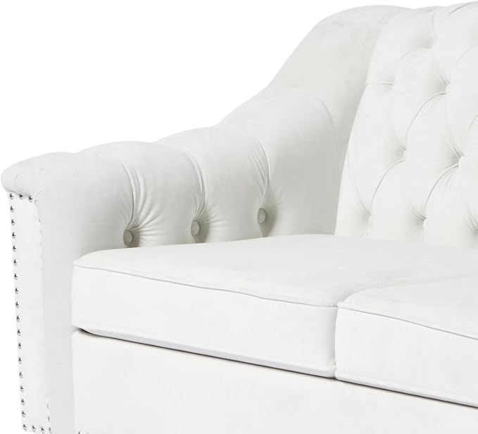 LEVNARY White Velvet Chair for Bedroom, Upholstered Sofa Chair - Image 6