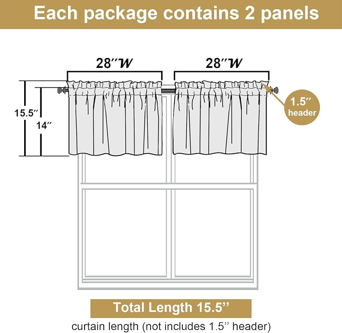 Lecloud Leia 14 Inch Blush Pink Sheer Valances - Image 3