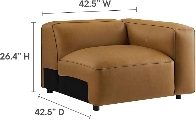 Modway Auren Vegan Leather Right Modular Armchair in Camel - Image 3