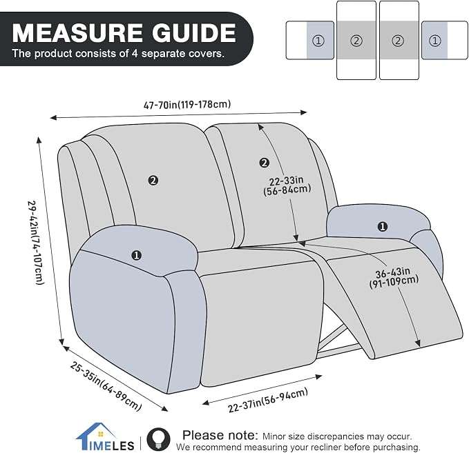 Timeles Recliner Covers Recliner Loveseat Covers Reclining Couch Covers Sofa - Image 5
