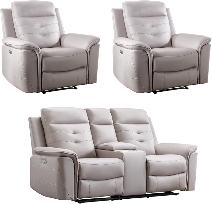 ANJ 3-Piece Faux Leather Power Recliner Sofa Set - Image 8