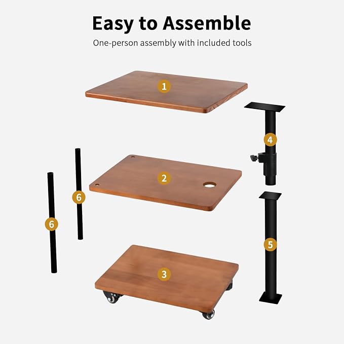 Swivel Side Table for Small Spaces, Adjustable Height End Table for Different - Image 7