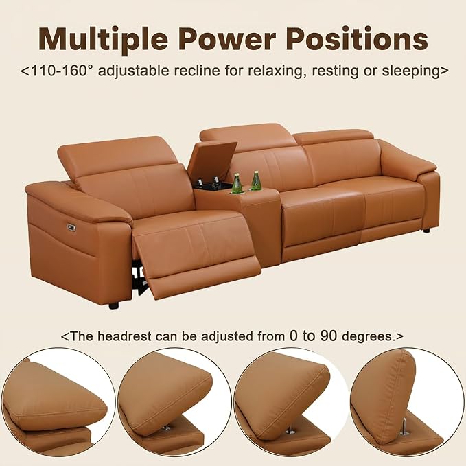 Power Recliner Sofa Set, Reclining Sectional Sofa Couch - Image 3