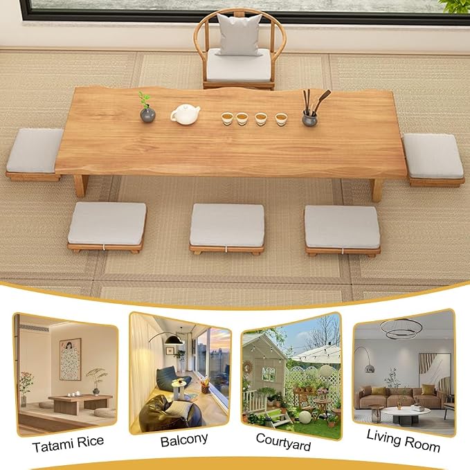 180cm Japanese Floor Table -Vintage Solid Wooden Tatami Table, Low Rectangular - Image 7