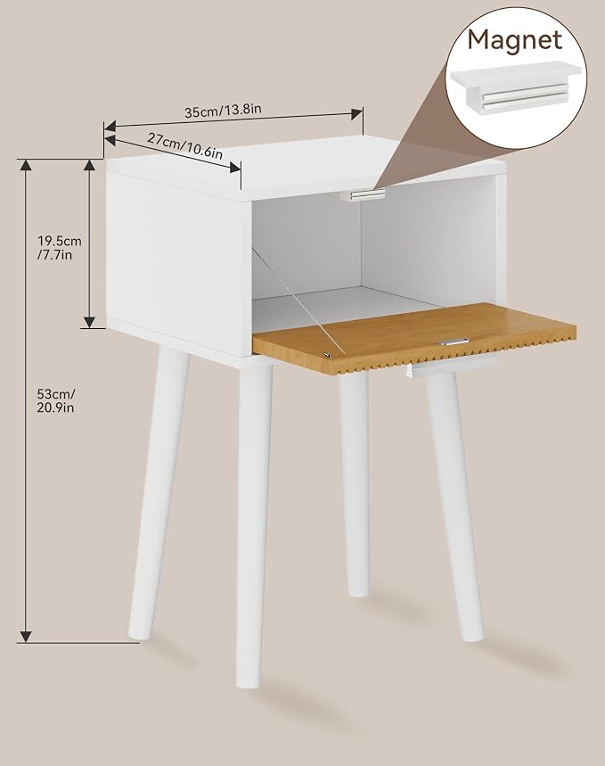 YMYNY Narrow Fluted Nightstand, Small End Table, Modern Coffee Table - Image 3