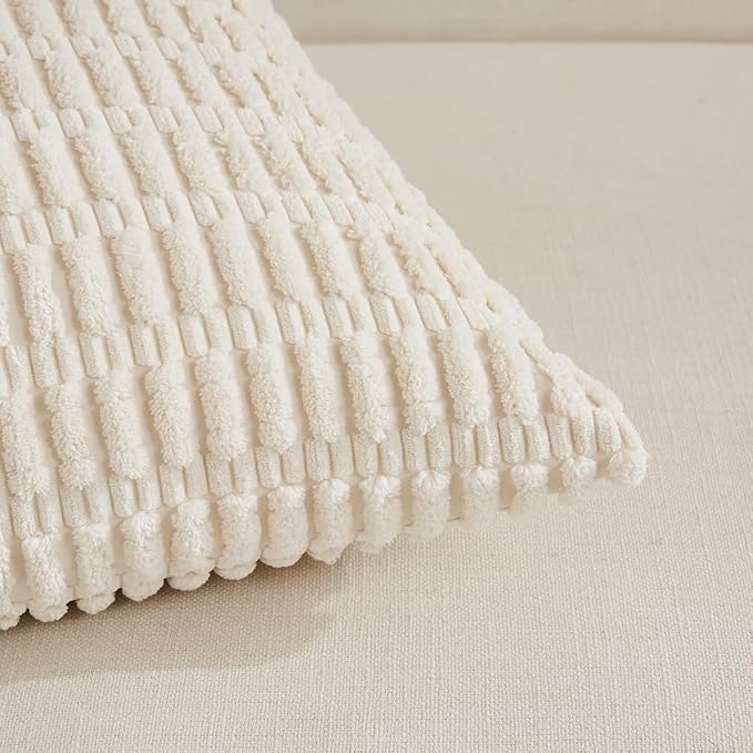 Fancy Homi 4 Packs Boho Cream Decorative Throw Pillow Covers 12x24 Inch - Image 4