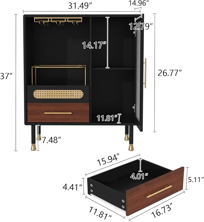 ARTPOWER Modern Coffee Bar Cabinet - Image 2