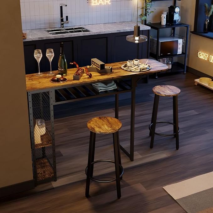 Bestier Bar Table and Chair Set, Expandable Dining Table - Image 4