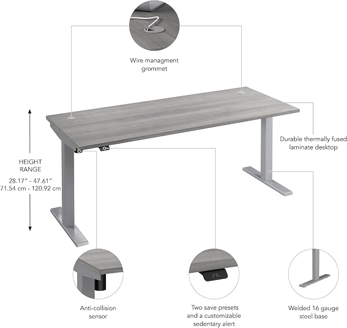 Bush Business Furniture 72-inch Electric Height Adjustable Standing Desk - Image 3