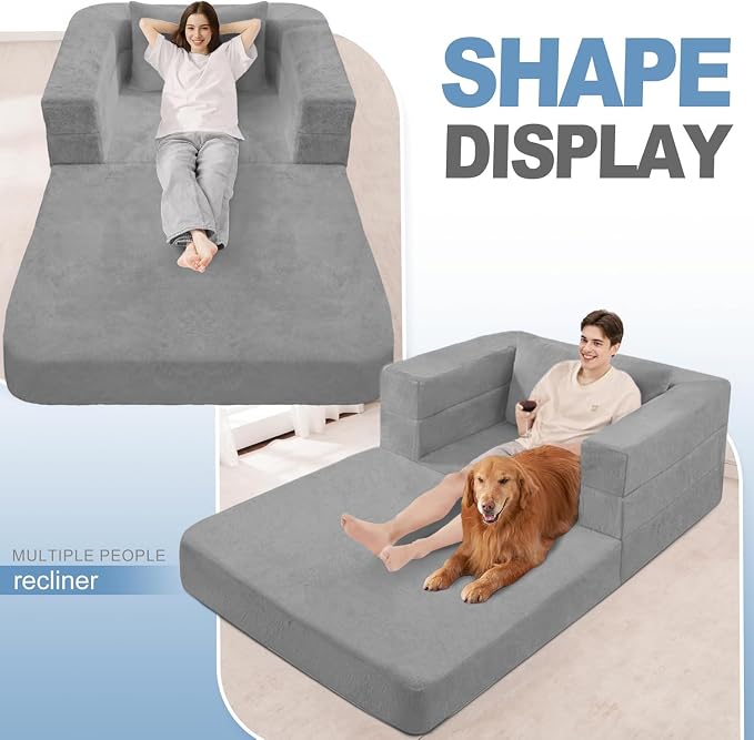 Futon Sofa Bed with Pillow, 3-in-1 Sleeper Sofa Bed with Removable Cover - Image 6