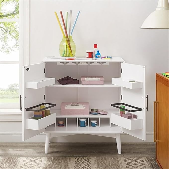 Home Square 2 Door Wood Bar Cabinet Set in White - Image 2