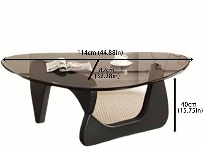 EASYSOUL Modern Glass Coffee Table, 44.88" D x 32.28" W x 15.75" H, Abstract - Image 2
