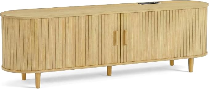 65" Mid Century Modern TV Stand, Wood TV Consoles - Image 8