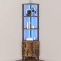 HOOBRO Corner Cabinet with LED Light, Corner Shelf Stand with Storage and Doors by HOOBRO
