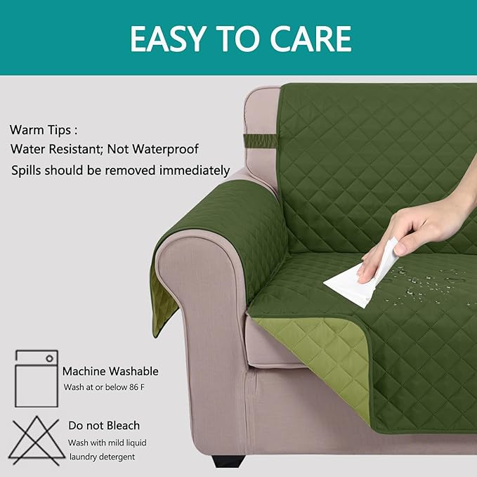 U-NICE HOME Reversible Oversized Chair Covers Quilted Water Repellent Pet - Image 4