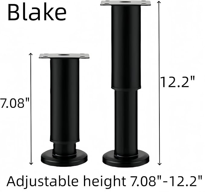 4PCS Adjustable 7.08-12.2 Inch Metal Furniture Legs Black Furniture Replacement - Image 3