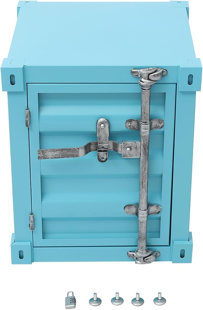 Side Table, Industrial Metal Container Cabinet, Wrought Iron Container Side - Image 5