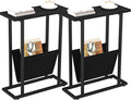 Yusong Narrow Side Table for Small Spaces, Small End Table Set of 2 by Yusong