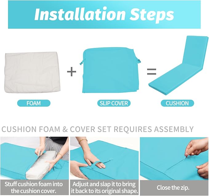 Outdoor Chaise Lounge Cushions for Patio, Lounge Chair Cushions, Waterproof - Image 5