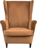 KRFOONN Wingback Chair Cover Slipcovers 2 Piece Stretch Velvet Plush Wing Chair by KRFOONN