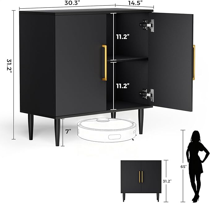 Vrullu Modern Storage Cabinet, Free Standing Buffet Cabinet, Wood Accent - Image 2