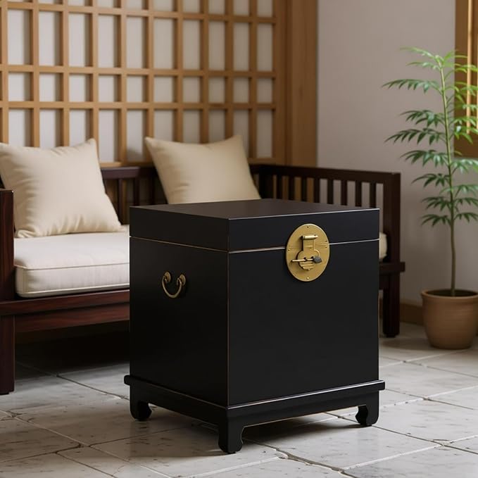 Chinese Inspired Cabinets Distressed Petite Elmwood Chinese Ming Cabinet - Image 7