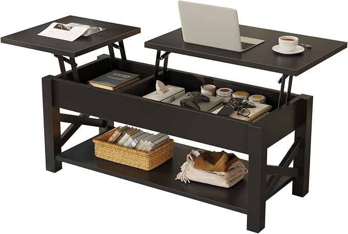 Rolanstar Coffee Table 47.2", 2 Way Lift Top Farmhouse Center Table by Rolanstar